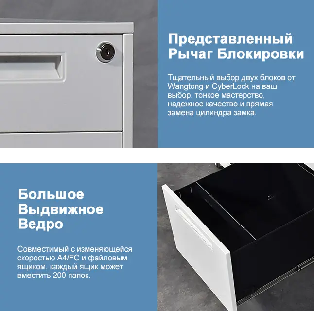 Tambour Door Mobile Caddy Left с 3 ящиками