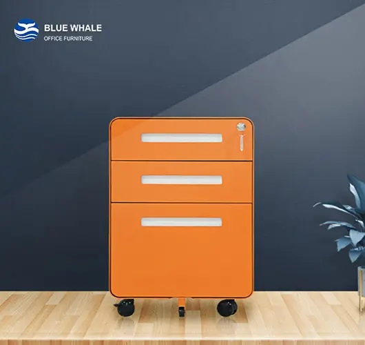 Arc side design handle three drawer mobile pedestal Arc side design handle three drawer mobile pedestal