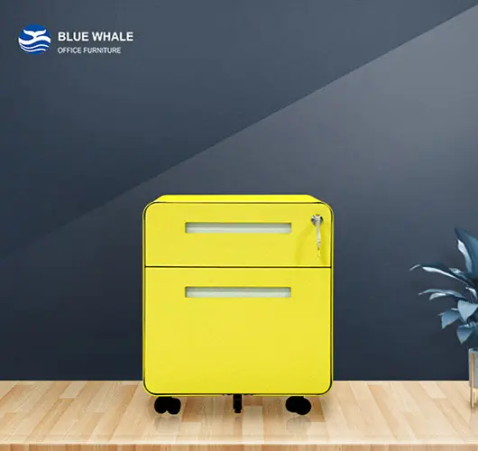 Arc side design handle two drawer mobile pedestal Arc side design handle two drawer mobile pedestal
