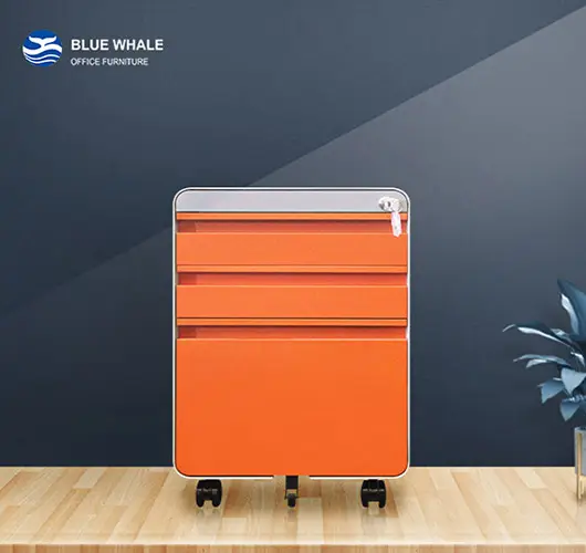 Arc side design gooseneck three drawer mobile pedestal Arc side design gooseneck three drawer mobile pedestal