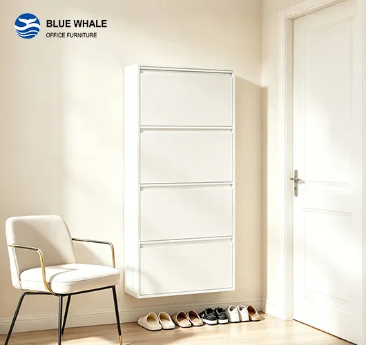 White 4 Door Shoe Cabinet White 4 Door Shoe Cabinet