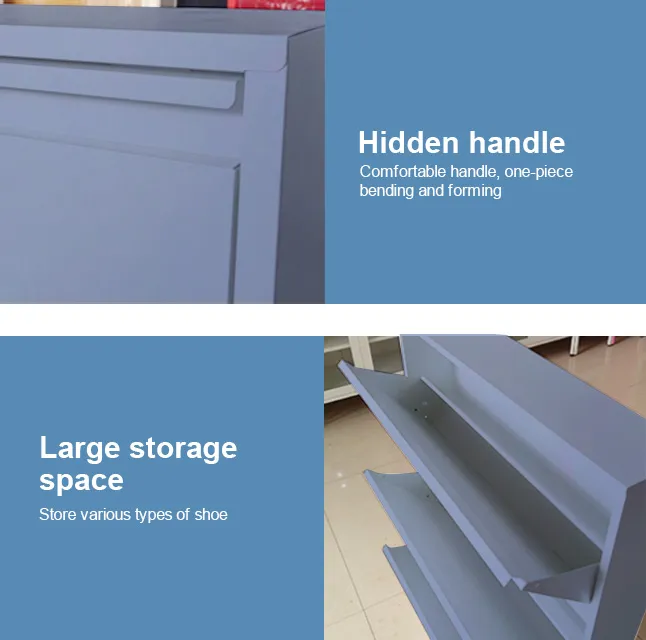 Dark Gray 4 Door Shoe Cabinet