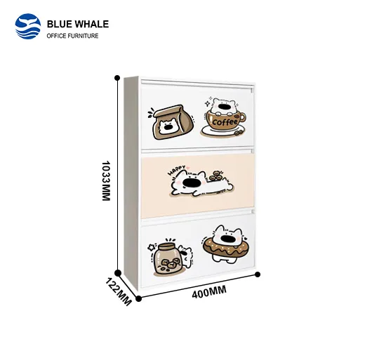 Printed 3 Door Shoe Cabinet Printed 3 Door Shoe Cabinet