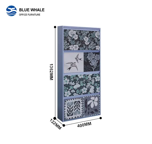 Printed 4 Door Shoe Cabinet Printed 4 Door Shoe Cabinet