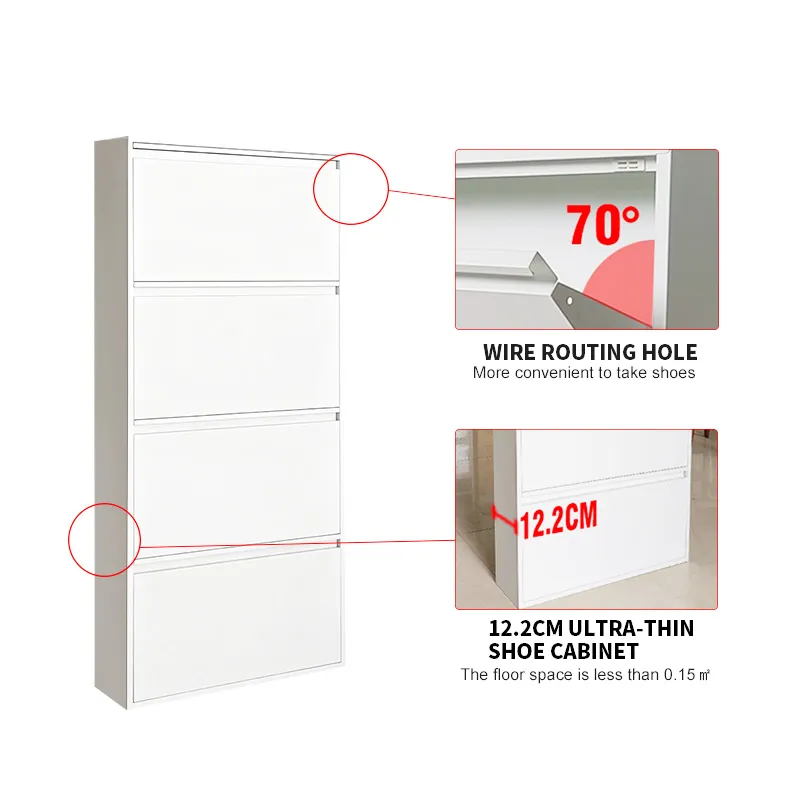 White 4 Door Shoe Cabinet-细节