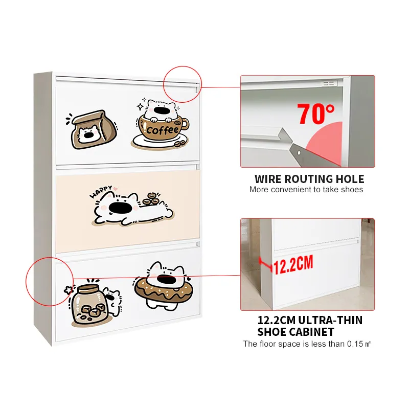 Printed 3 Door Shoe Cabinet Printed 3 Door Shoe Cabinet